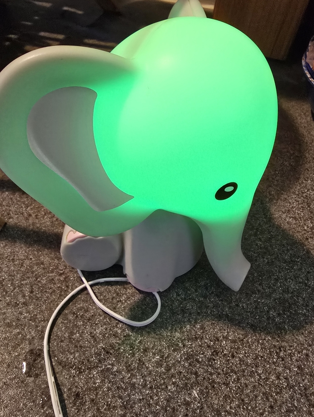 Elephant Shaped Night Light in Green Glow